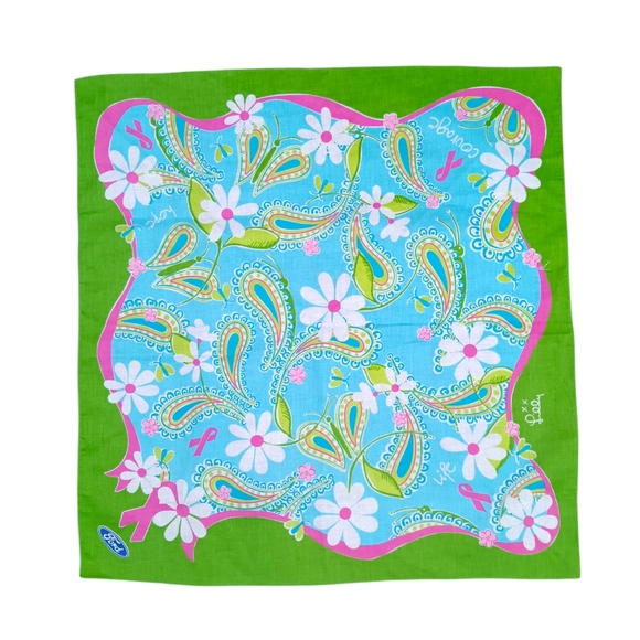 Lilly Pulitzer Accessories - Lilly Pulitzer Ford Collab Daisy Square Bandana Scarf Blue Green Pink